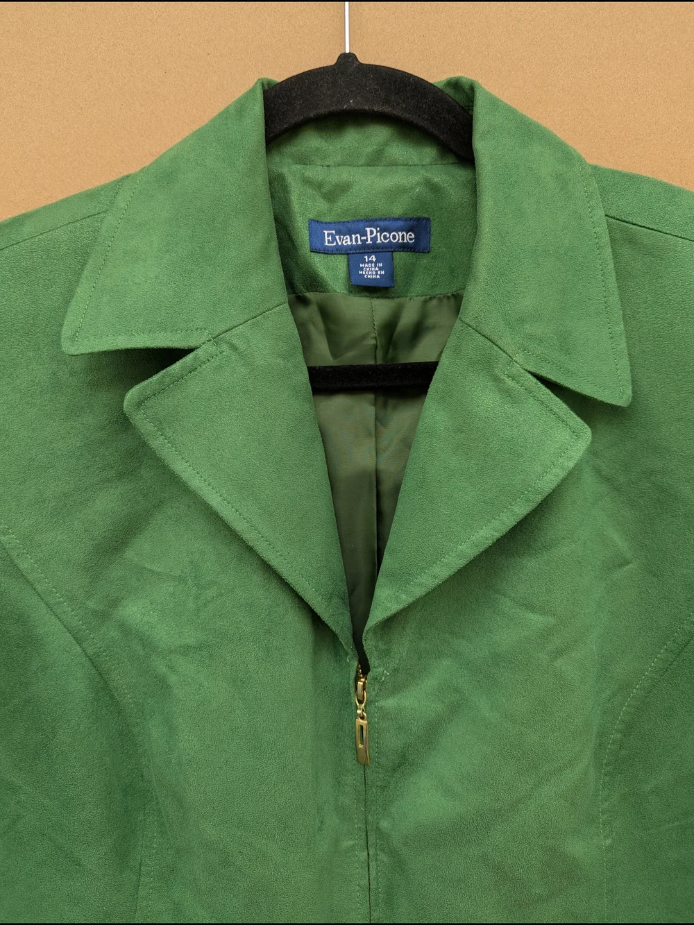 Evan-Picone Faux Suede Zip Up Blazer Jacket 14 Vintage Corporate Goth Women's - Picture 9 of 10